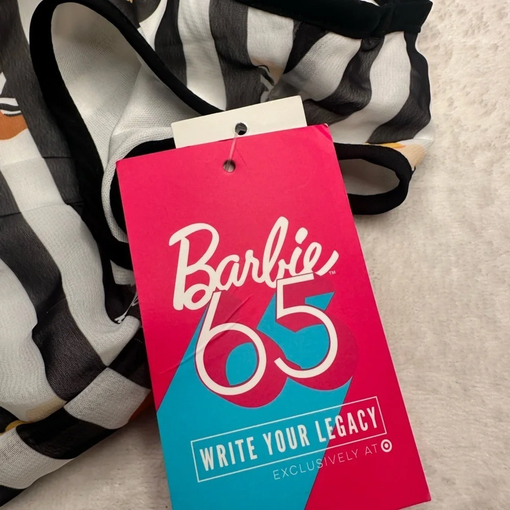 Girls' Barbie Character Dress White Black Kids Size Large (10/12)
